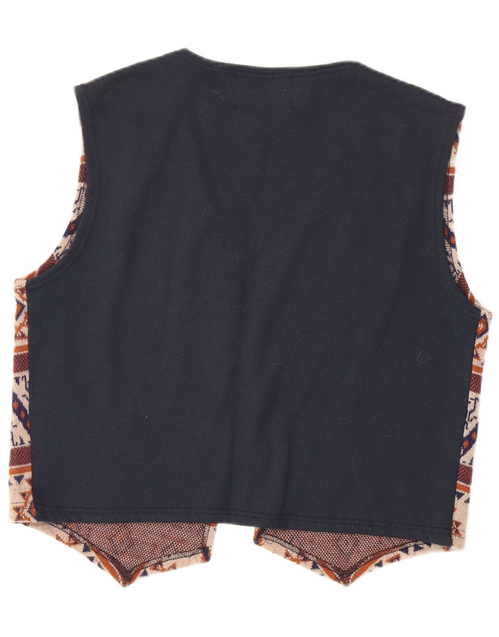 Vintage Mens Knit Waistcoat Large Multicoloured Geometric Acrylic Aztec