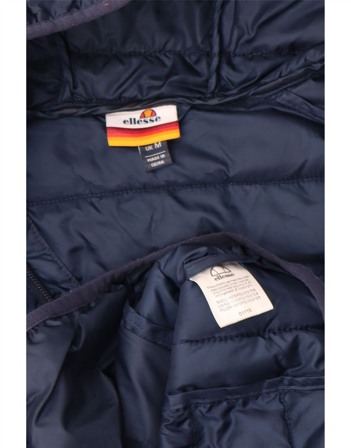 Ellesse Mens Hooded Padded Jacket UK 38 Medium Navy Blue Polyester