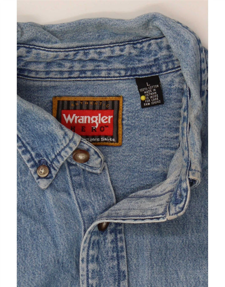 Wrangler Mens Denim Shirt Large Blue Cotton