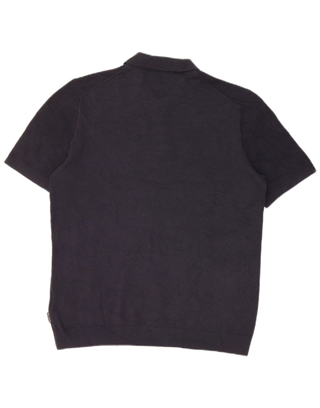 Ted Baker Mens Short Sleeve Polo Neck Jumper Sweater Size 4 Large Navy Blue