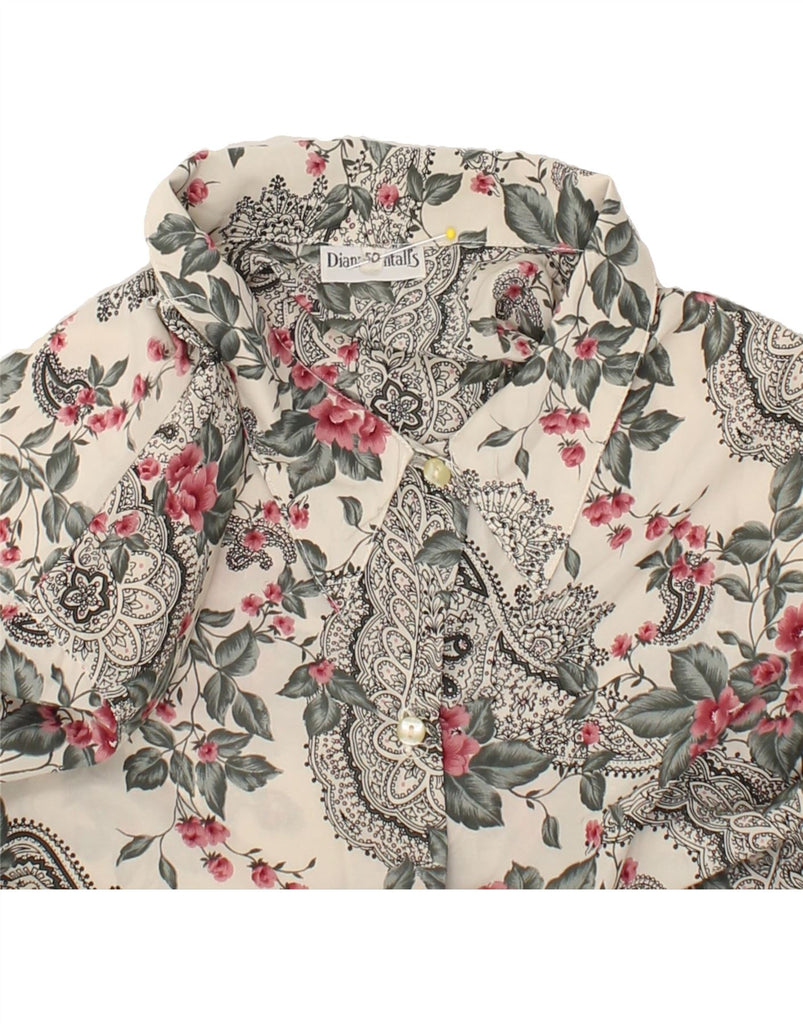 DIANA BENTALLS Womens Shirt EU 50 3XL Grey Floral Polyester | Vintage Diana Bentalls | Thrift | Second-Hand Diana Bentalls | Used Clothing | Messina Hembry 