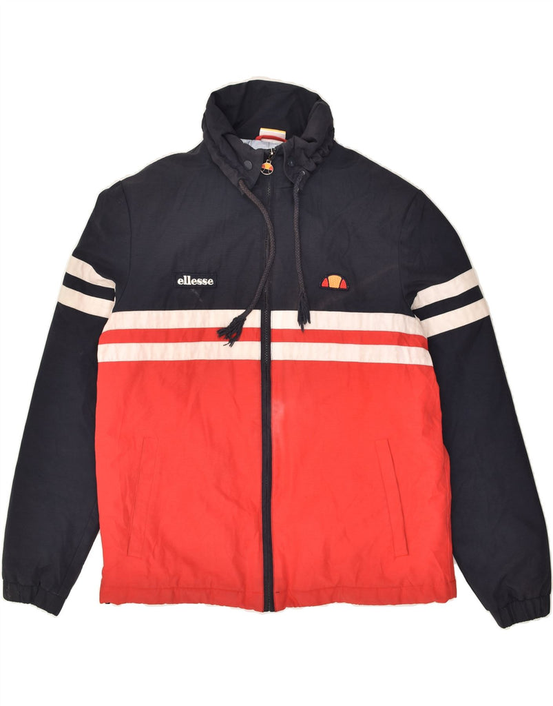 ELLESSE Mens Bomber Jacket UK 36 Small Red Colourblock Polyester | Vintage Ellesse | Thrift | Second-Hand Ellesse | Used Clothing | Messina Hembry 