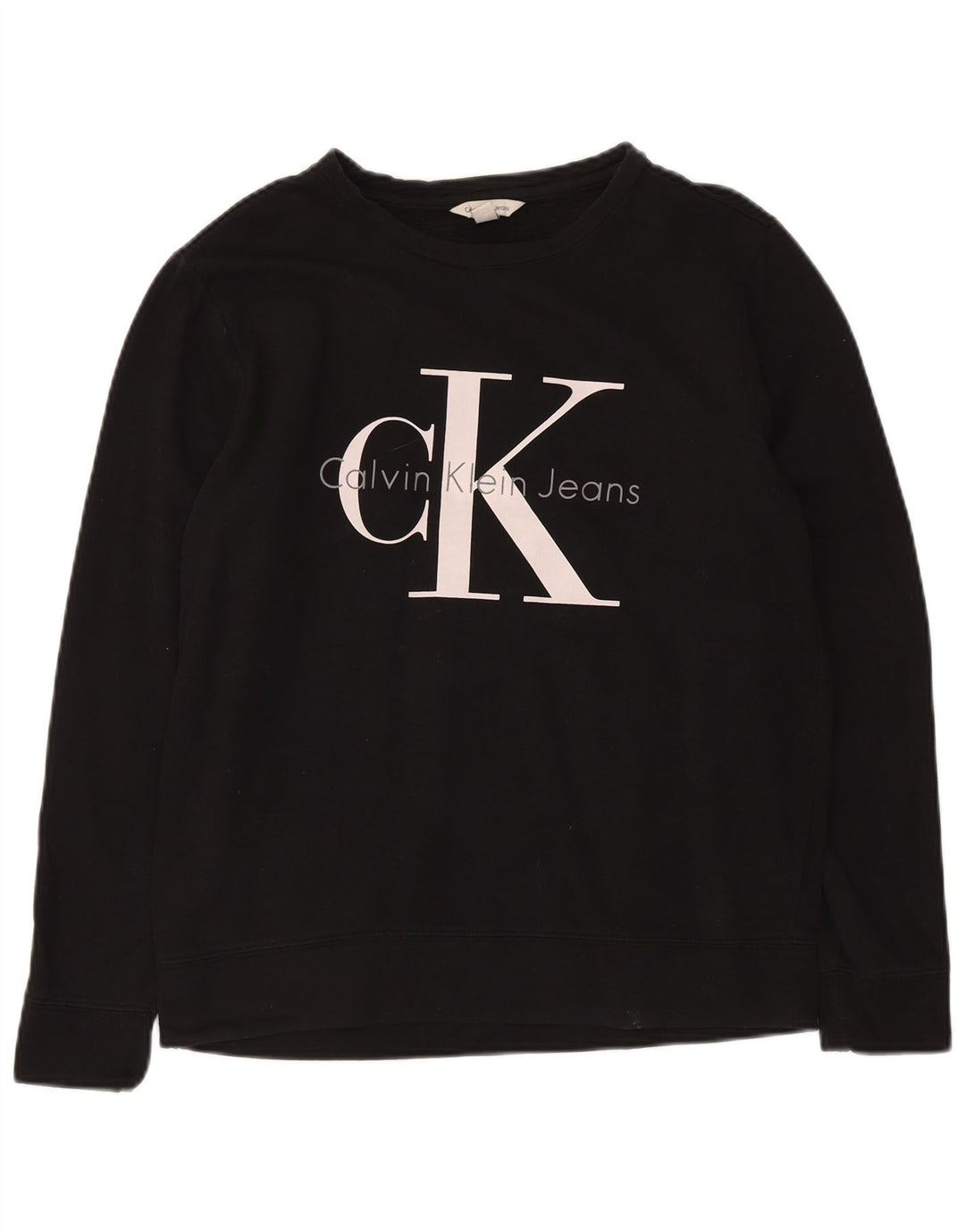 CALVIN KLEIN JEANS Mens Graphic Sweatshirt Jumper Small Black Cotton