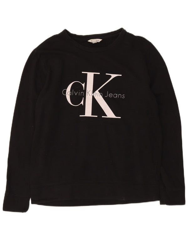 CALVIN KLEIN JEANS Mens Graphic Sweatshirt Jumper Small Black Cotton
