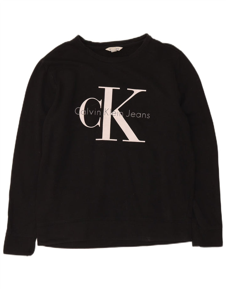 CALVIN KLEIN JEANS Mens Graphic Sweatshirt Jumper Small Black Cotton