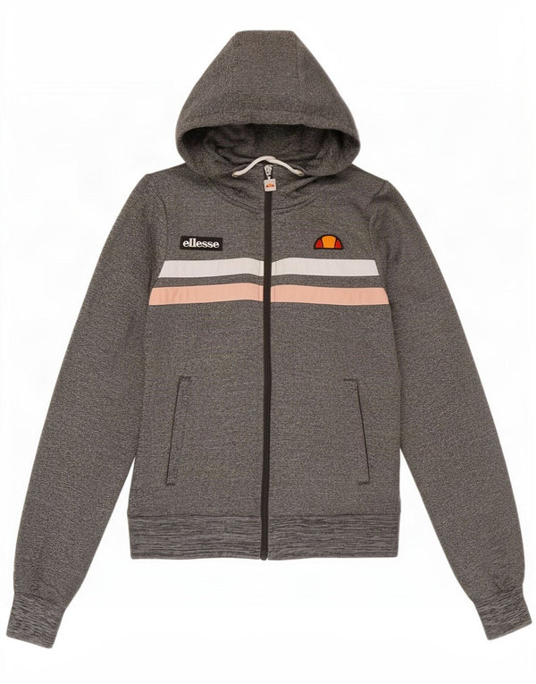 Ellesse Womens Zip Hoodie Sweater UK 8 Small Grey Colourblock Polyester