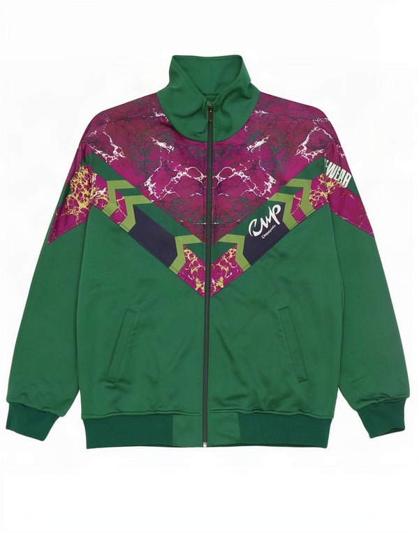 F.LLI Campagnolo Mens Tracksuit Top Jacket IT 50 Medium Green Colourblock