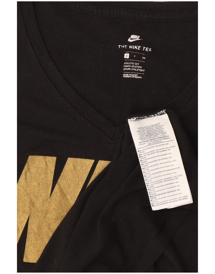 NIKE Womens Athletic Cut Graphic T-Shirt Top UK 10 Small Black Polyester