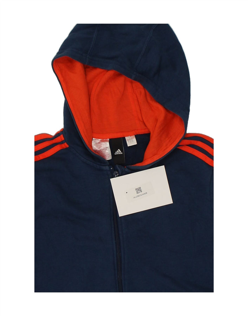 ADIDAS Mens Graphic Zip Hoodie Sweater Small Navy Blue | Vintage Adidas | Thrift | Second-Hand Adidas | Used Clothing | Messina Hembry 