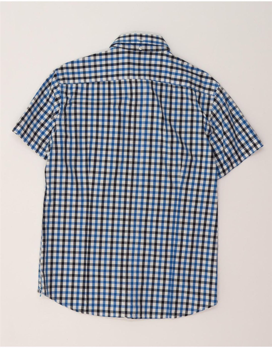 GAS Mens Short Sleeve Shirt Large Blue Gingham Cotton