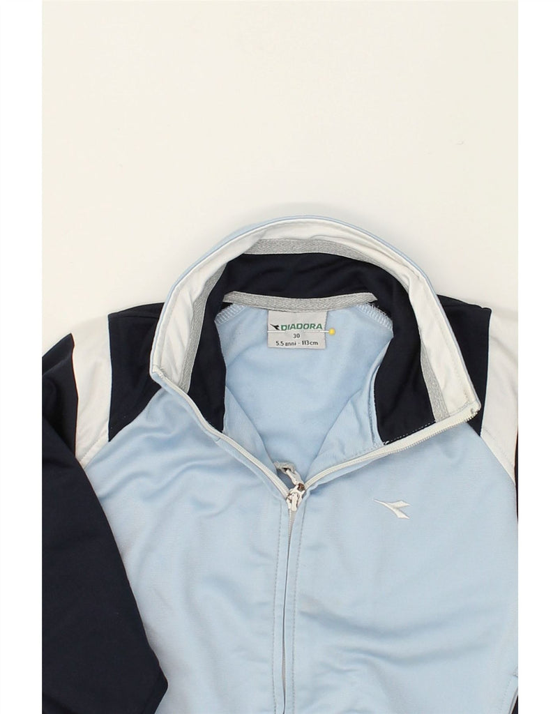 DIADORA Boys Tracksuit Top Jacket 4-5 Years Blue Colourblock Polyester | Vintage Diadora | Thrift | Second-Hand Diadora | Used Clothing | Messina Hembry 