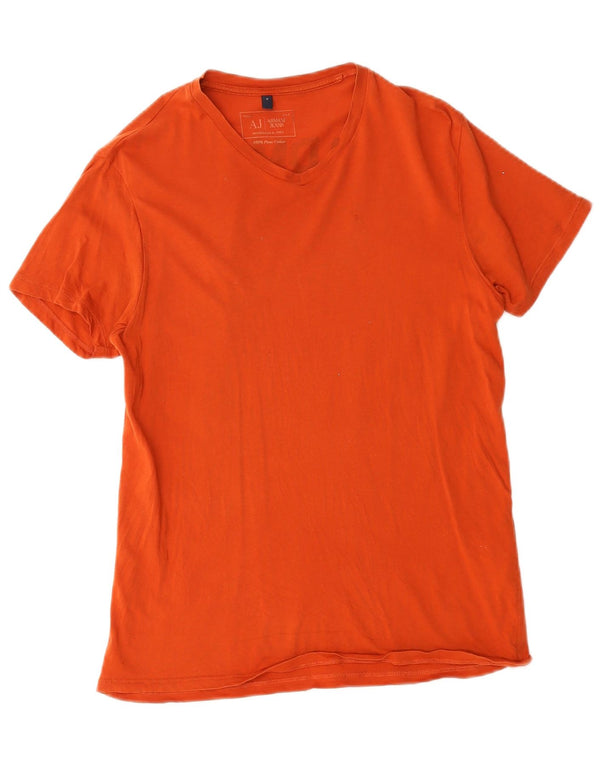 Armani Jeans Mens Graphic T-Shirt Top Small Orange Cotton