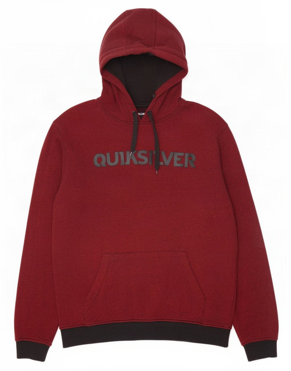 Quiksilver Mens Graphic Hoodie Jumper XL Burgundy Colourblock