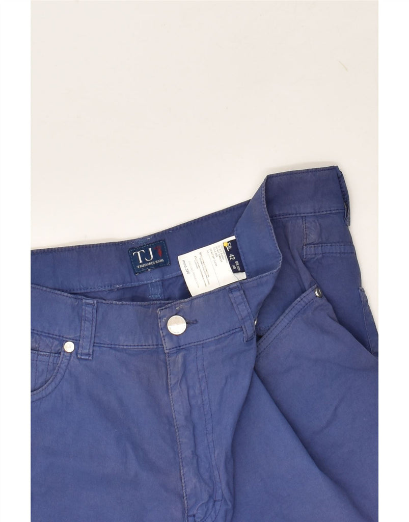 TRUSSARDI JEANS Mens Straight Casual Trousers W40 L33 Blue Cotton | Vintage Trussardi Jeans | Thrift | Second-Hand Trussardi Jeans | Used Clothing | Messina Hembry 