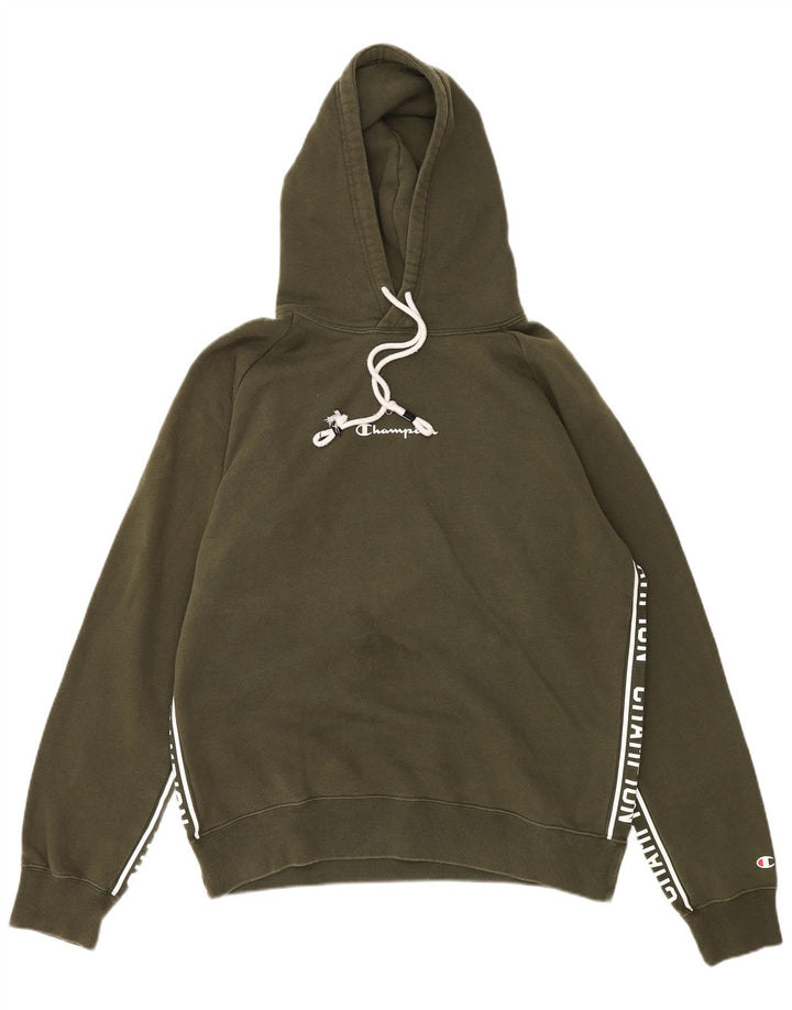 CHAMPION Mens Graphic Hoodie Jumper Large Khaki
