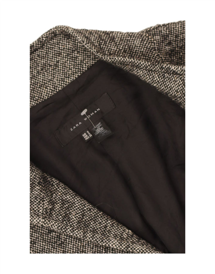 Zara Womens Open Blazer Jacket UK 10 Small Grey Flecked Wool