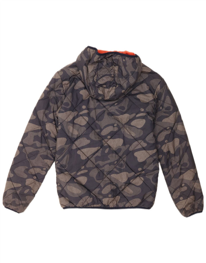 Lacoste Boys Hooded Padded Jacket 13-14 Years Navy Blue Camouflage