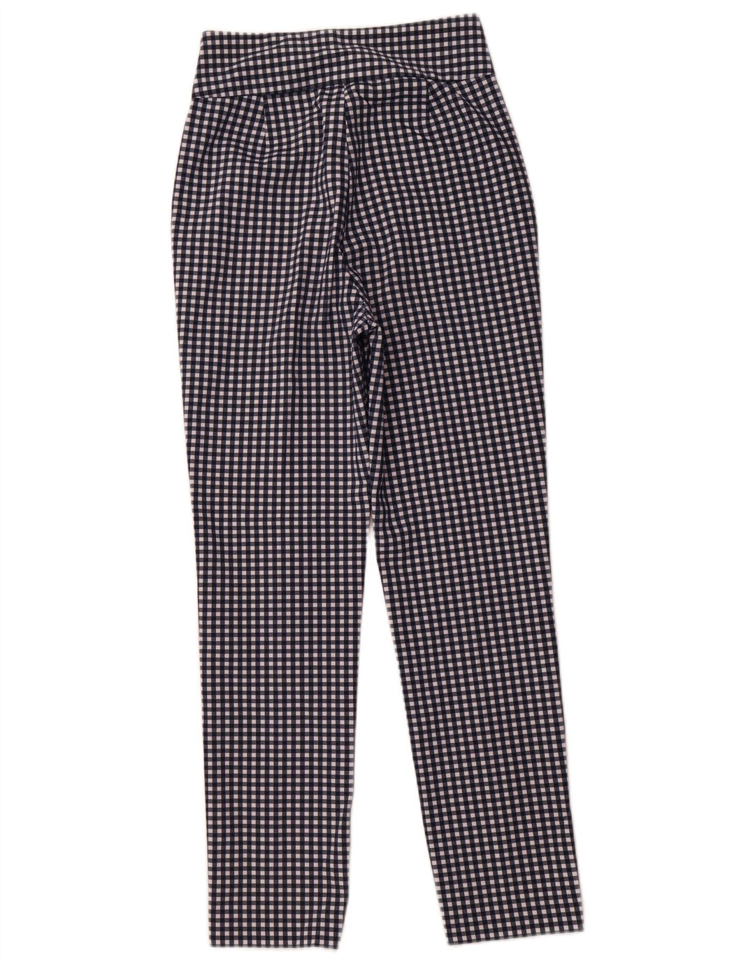 ZARA Womens Tapered Chino Trousers EU 34 2XS W24 L28 Navy Blue Gingham