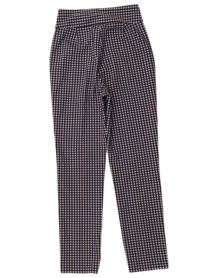 ZARA Womens Tapered Chino Trousers EU 34 2XS W24 L28 Navy Blue Gingham