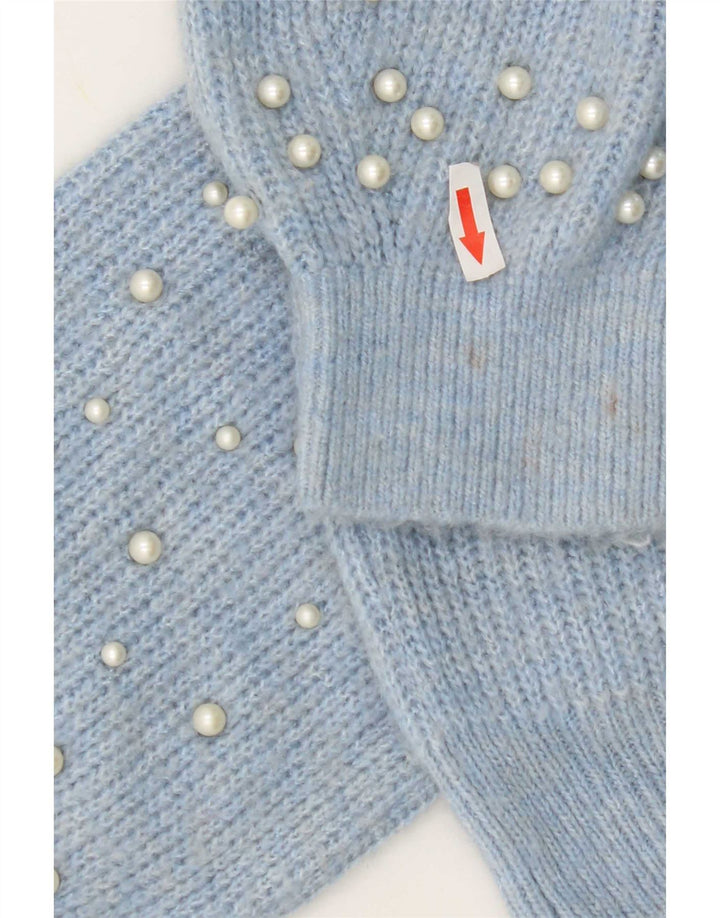 Marks & Spencer Womens Boat Neck Jumper Sweater UK 14 Medium Blue Spotted