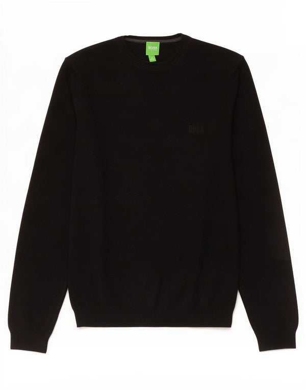 Hugo Boss Mens Slim Fit Crew Neck Jumper Sweater Small Black Cotton
