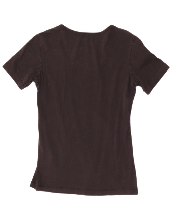 Champion Womens Graphic T-Shirt Top UK 12 Medium Black Cotton