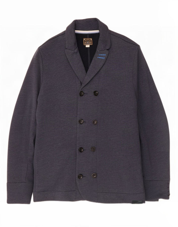 Diesel Mens Double Breasted Blazer Jacket UK 44 2XL Navy Blue Cotton