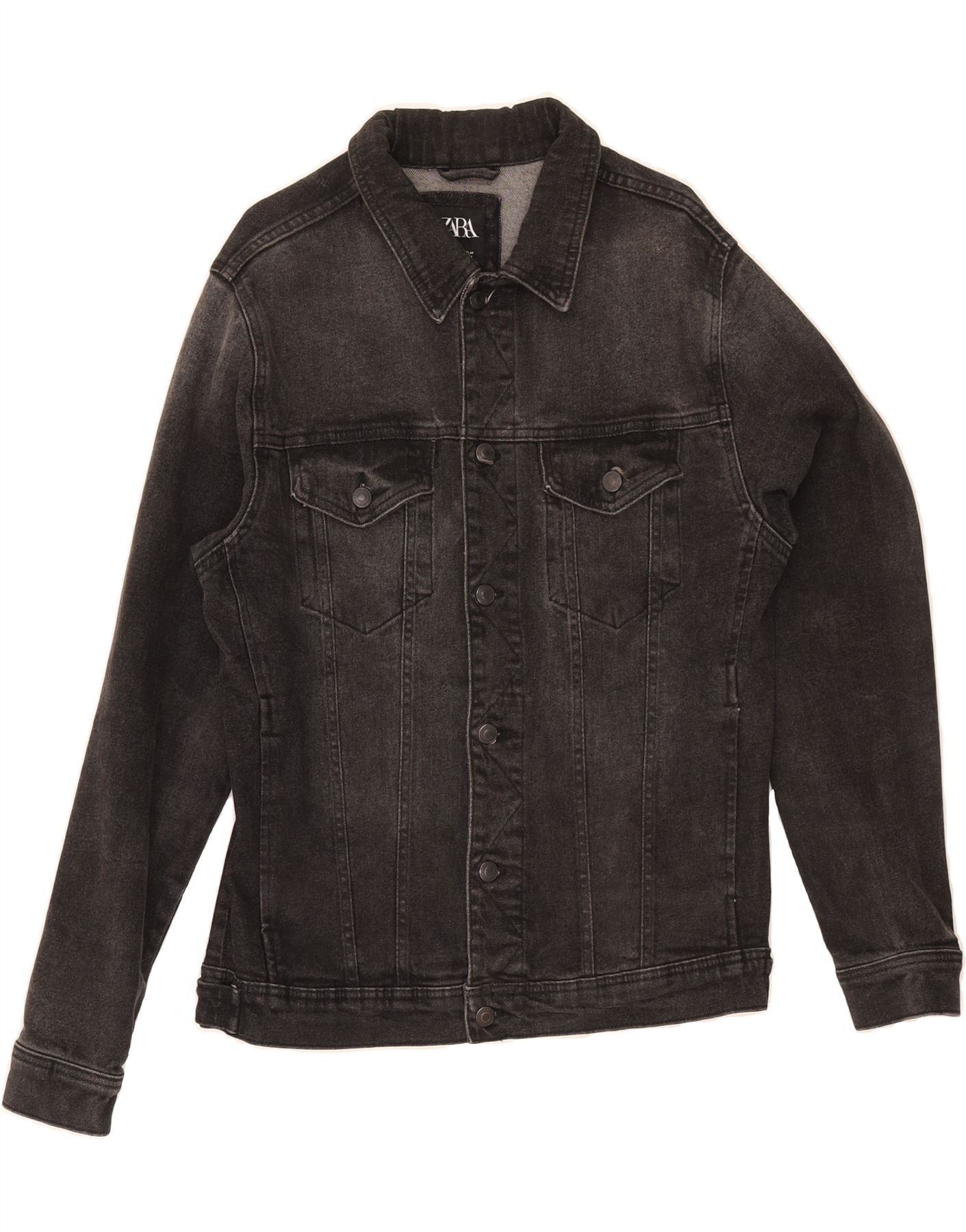 ZARA Womens Denim Jacket UK 18 XL Black Vintage Second-Hand
