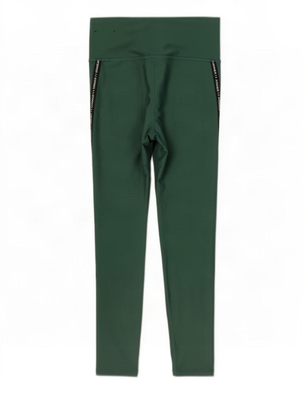 Under Armour Womens Heat Gear Graphic Leggings UK 10 Small Green Polyester