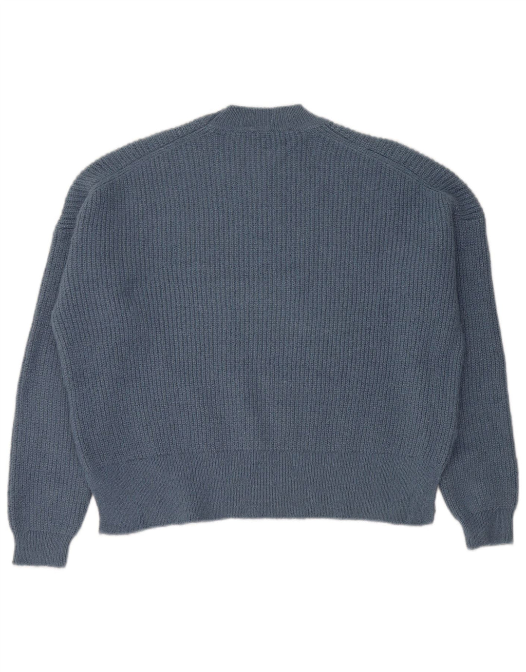 Zara Womens Oversized Crew Neck Jumper Sweater UK 10 Small Blue Acrylic