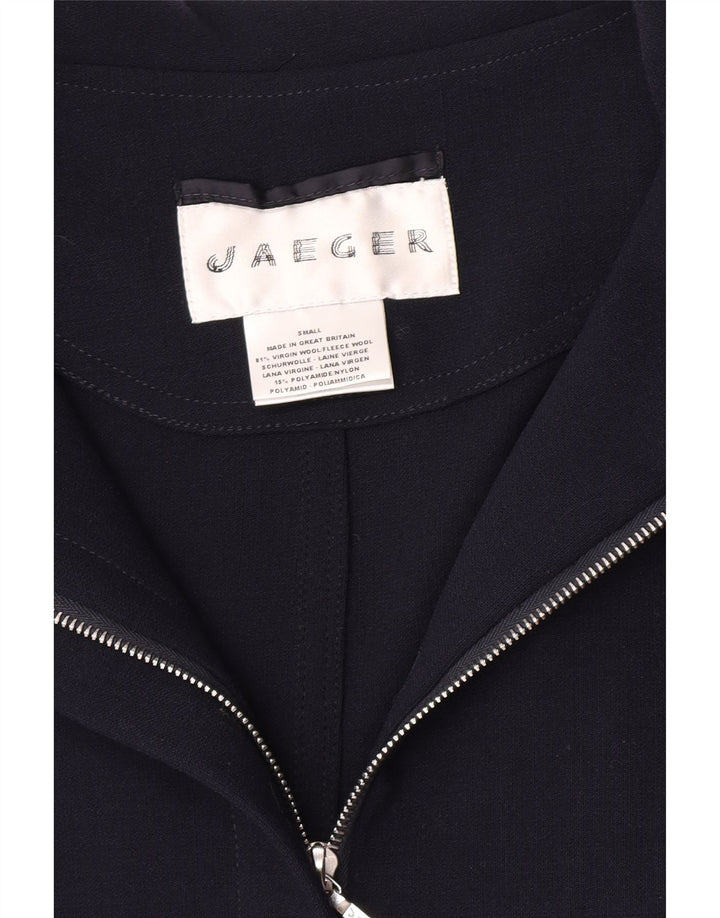 Jaeger Womens Hooded Oversized Overcoat UK 10 Small Navy Blue Virgin Wool