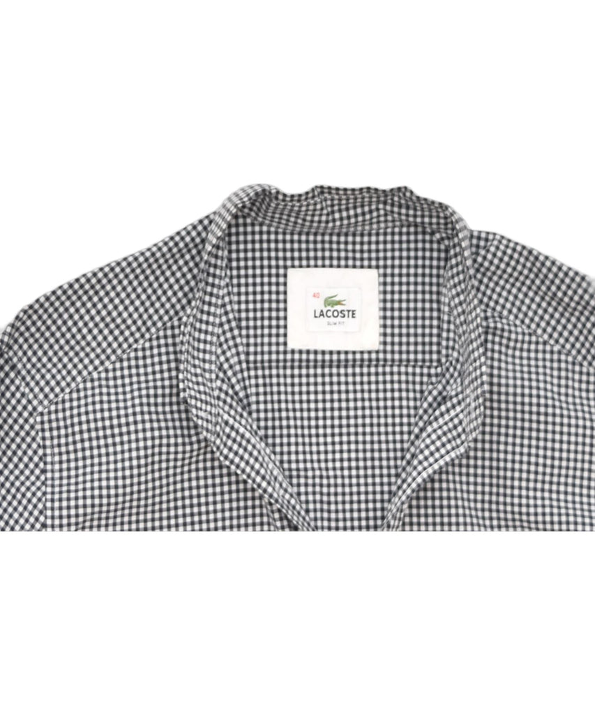 LACOSTE Mens Shirt Size 40 Medium Grey Check Cotton | Vintage | Thrift | Second-Hand | Used Clothing | Messina Hembry 