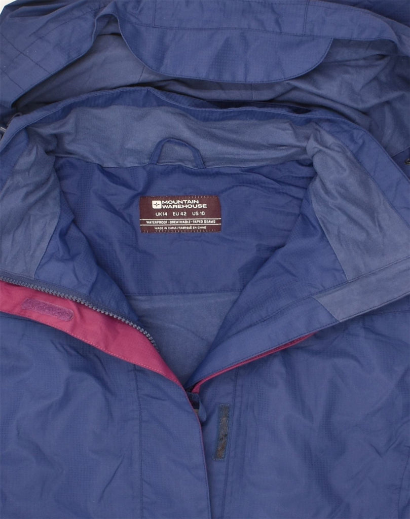 MOUNTAIN WAREHOUSE Womens Hooded Raincoat UK 14 Large  Blue Polyester | Vintage Mountain Warehouse | Thrift | Second-Hand Mountain Warehouse | Used Clothing | Messina Hembry 