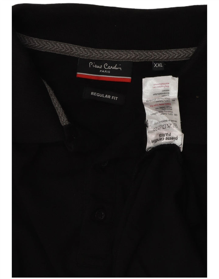 PIERRE CARDIN Mens Regular Fit Long Sleeve Polo Shirt 2XL Black Cotton