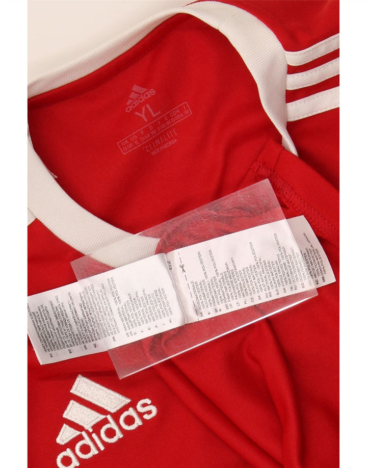 ADIDAS Boys Climalite Graphic T-Shirt Top 13-14 Years Large  Red Polyester Vintage Adidas and Second-Hand Adidas from Messina Hembry 