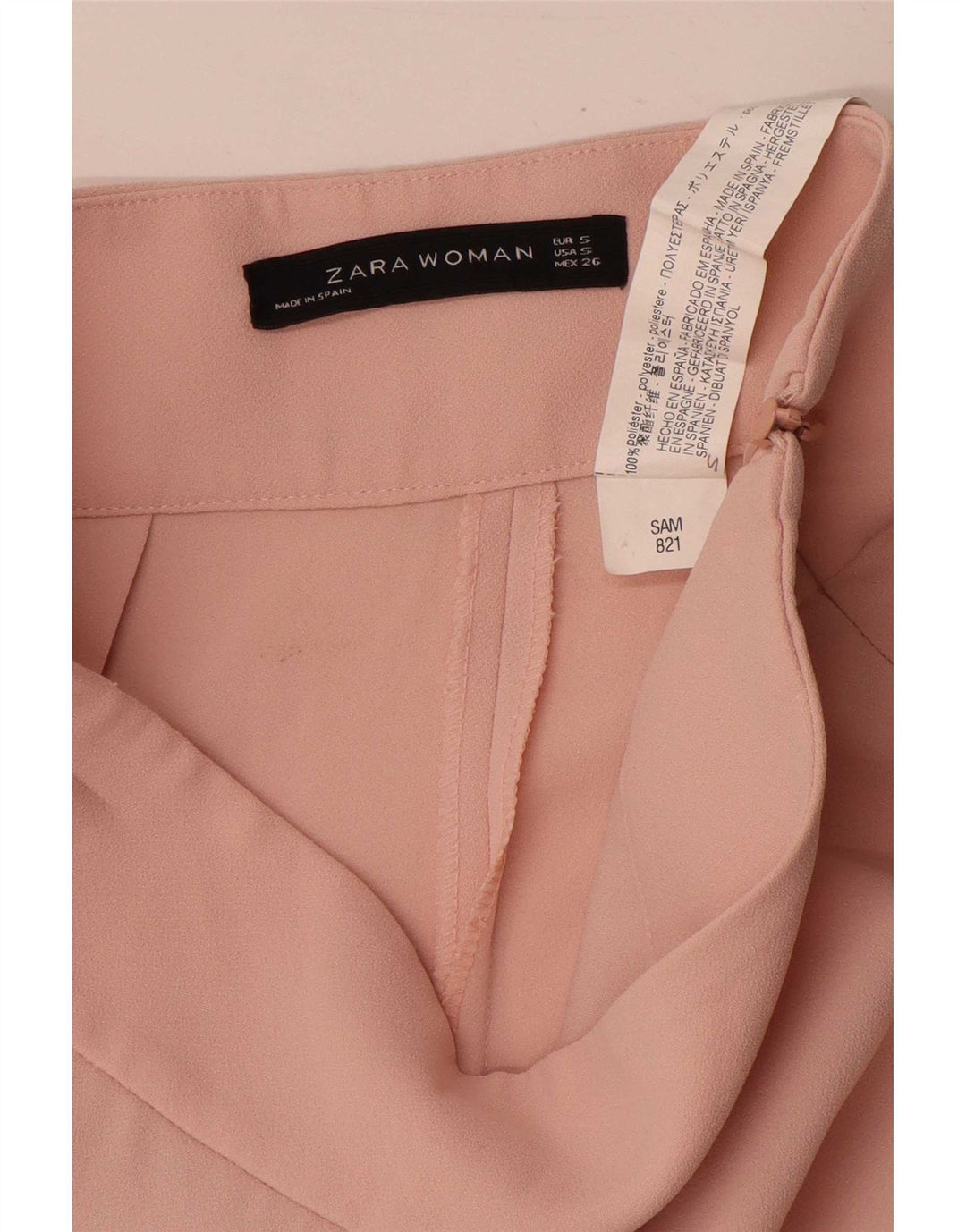 Zara Womens Wide Leg Cropped Trousers Small W26 L25 Pink Polyester