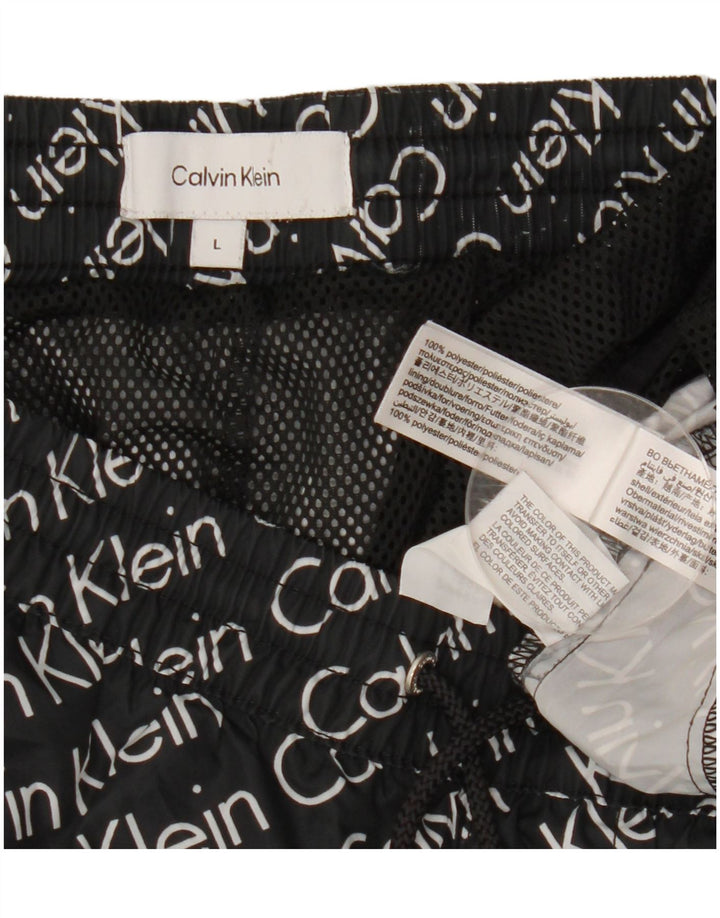 Calvin Klein Mens Graphic Swimming Shorts Large  Black Polyester
