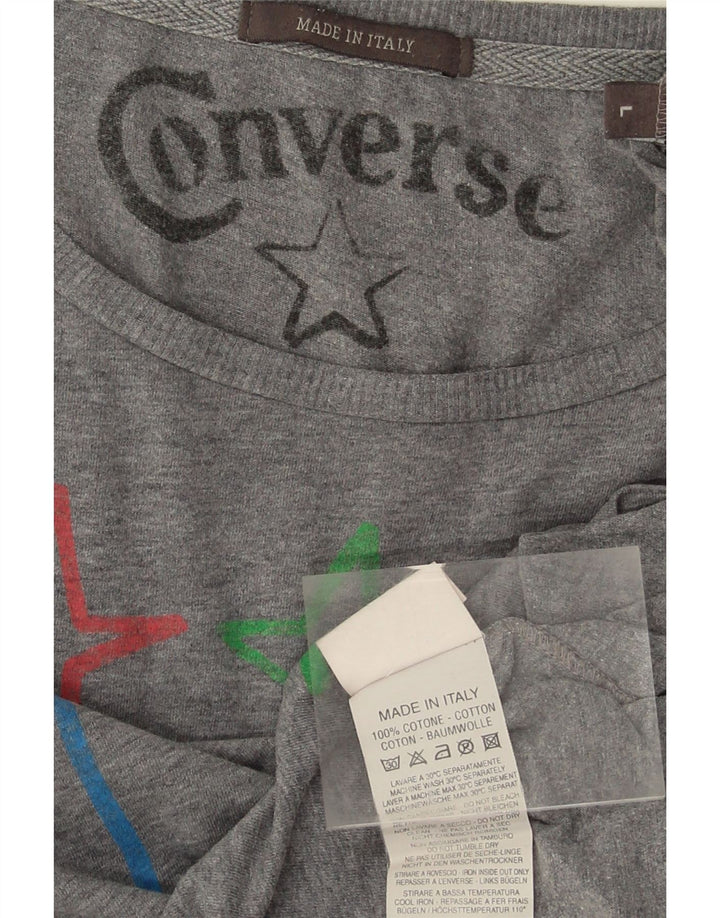 CONVERSE Womens Graphic Top Long Sleeve UK 14 Large Grey Cotton Vintage Converse and Second-Hand Converse from Messina Hembry 