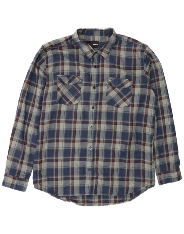 Hurley Mens Shirt XL Blue Check Polyester