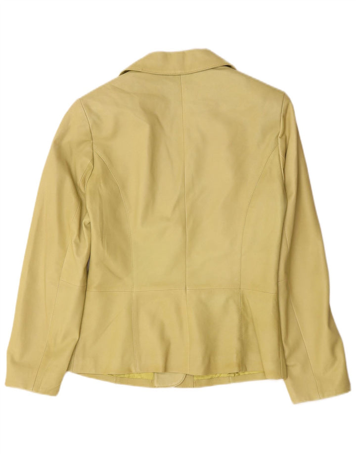 Elegance Womens 3 Button Leather Blazer Jacket UK 10 Small  Green Leather