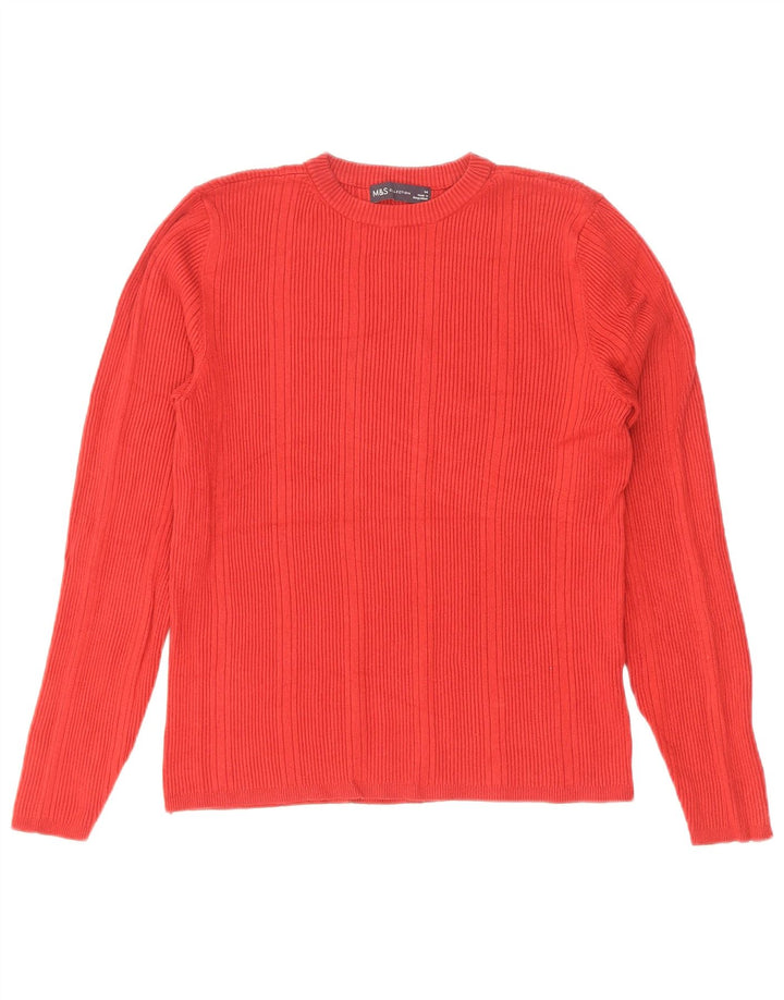 Marks & Spencer Womens Crew Neck Jumper Sweater UK 14 Medium Red Viscose