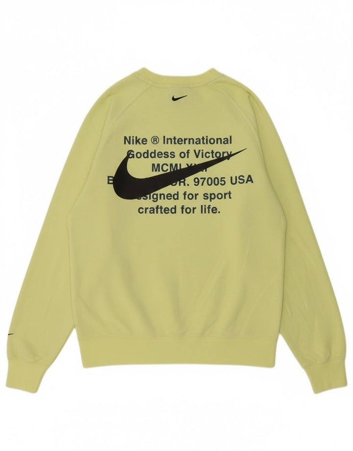 Nike Mens Graphic Sweatshirt Jumper Small Yellow Cotton