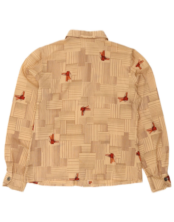 Vintage Womens Shirt UK 12 Medium Beige Geometric
