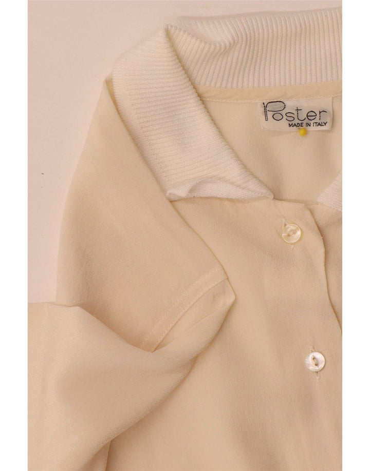 Vintage Womens Pullover Shirt IT 44 Medium Off White Colourblock