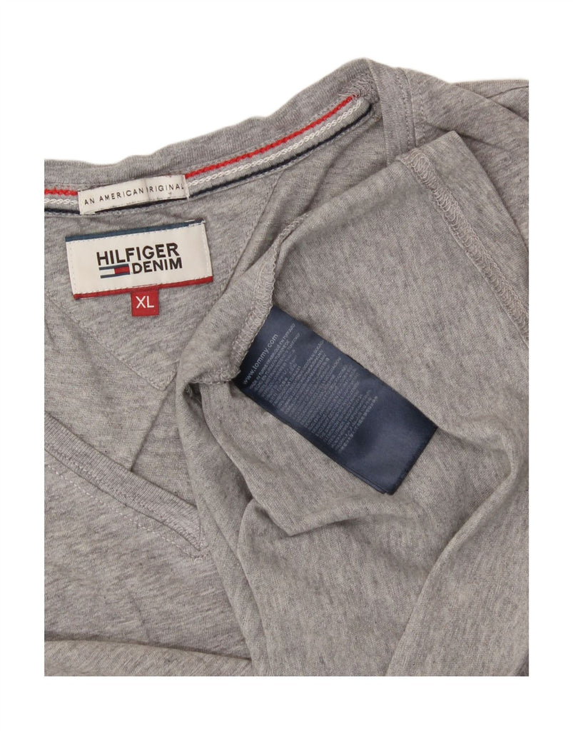 TOMMY HILFIGER Womens T-Shirt Top UK 18 XL Grey Flecked Cotton Vintage Tommy Hilfiger and Second-Hand Tommy Hilfiger from Messina Hembry 