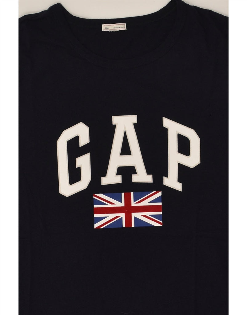 GAP Womens Graphic T-Shirt Top UK 14 Medium Navy Blue Cotton | Vintage Gap | Thrift | Second-Hand Gap | Used Clothing | Messina Hembry 