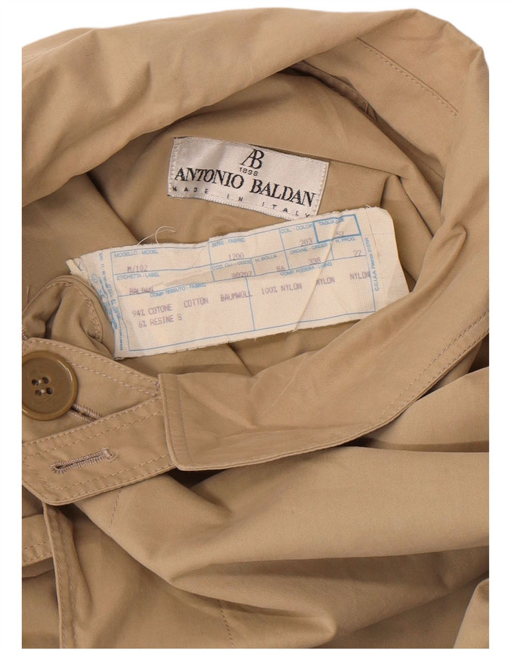 Antonio Baldan Mens Overcoat IT 52 XL Beige Cotton