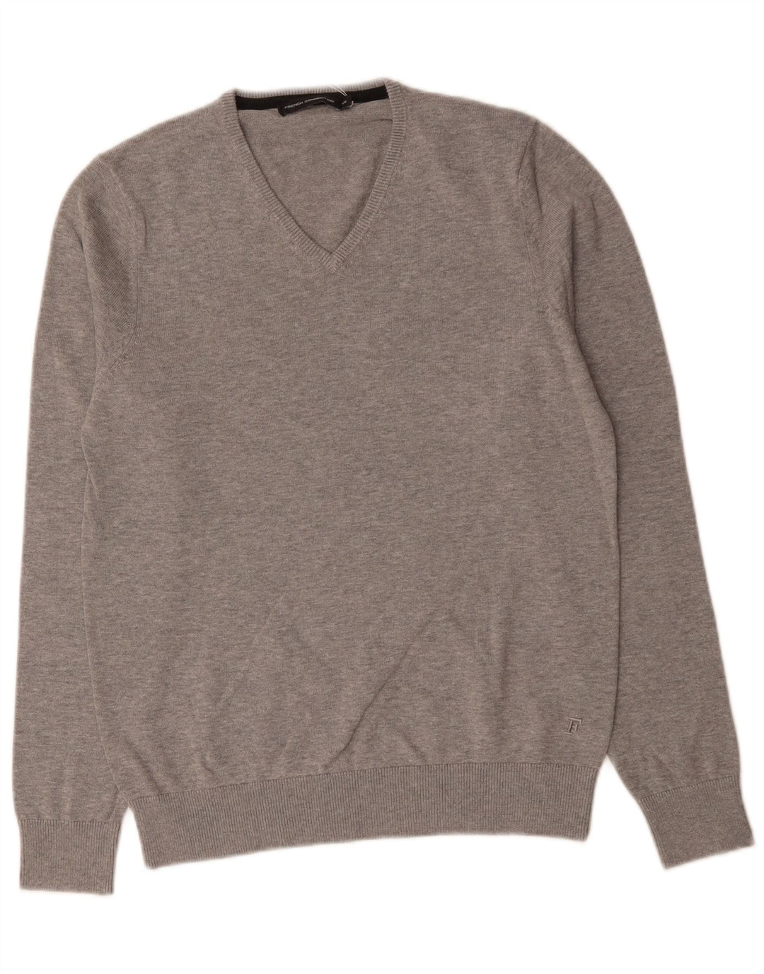 French Connection Womens V-Neck Jumper Sweater IT 18 XL Grey Cotton