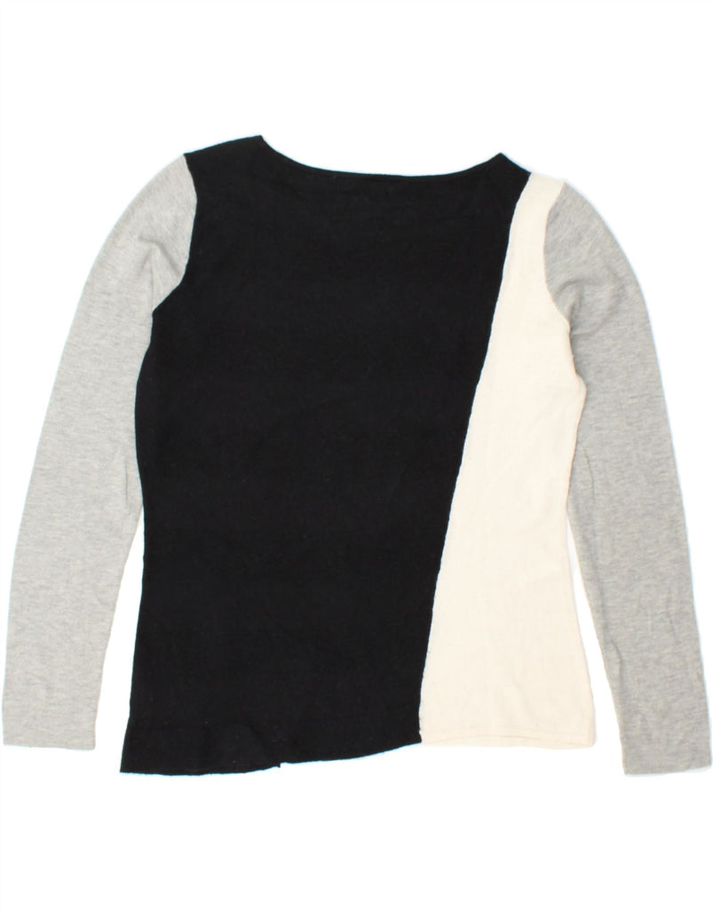 ARMANI JEANS Womens Boat Neck Jumper Sweater EU 46 XL Black Colourblock Vintage Armani Jeans and Second-Hand Armani Jeans from Messina Hembry 
