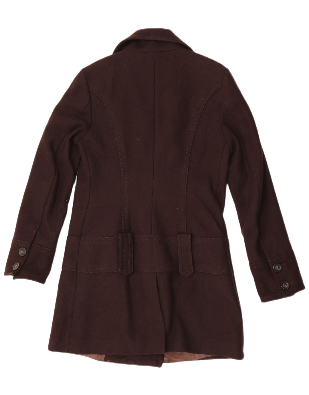 Benetton Womens Overcoat IT 42 Medium Brown Wool